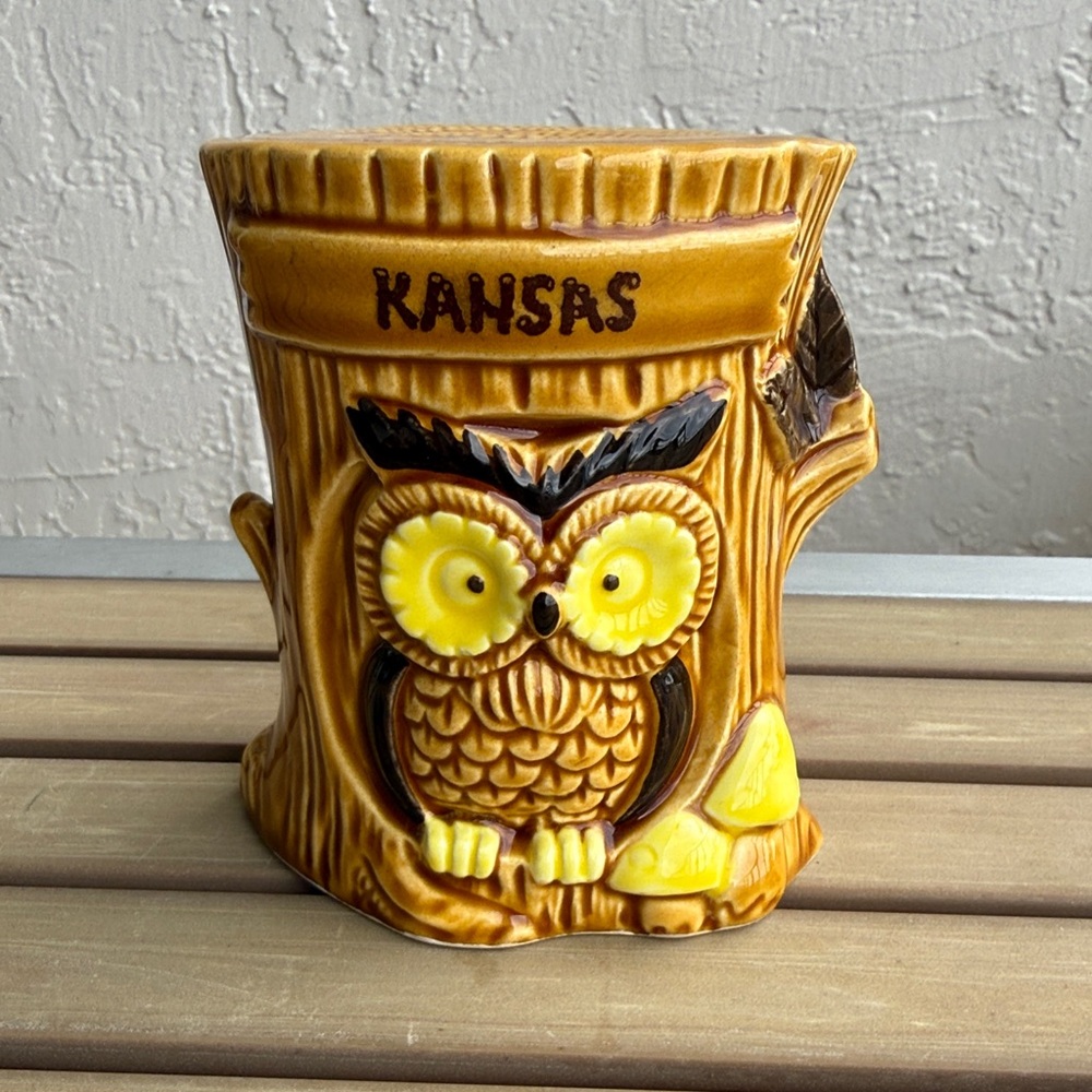 Vintage Kansas Owl Tree Ceramic Bank